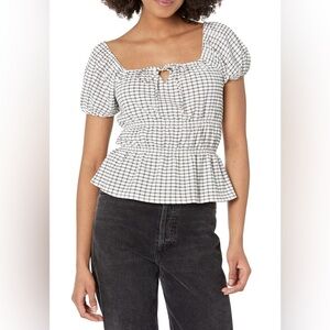 Madewell Omaha Tiered Top in Lighthouse Plaid - Size XS